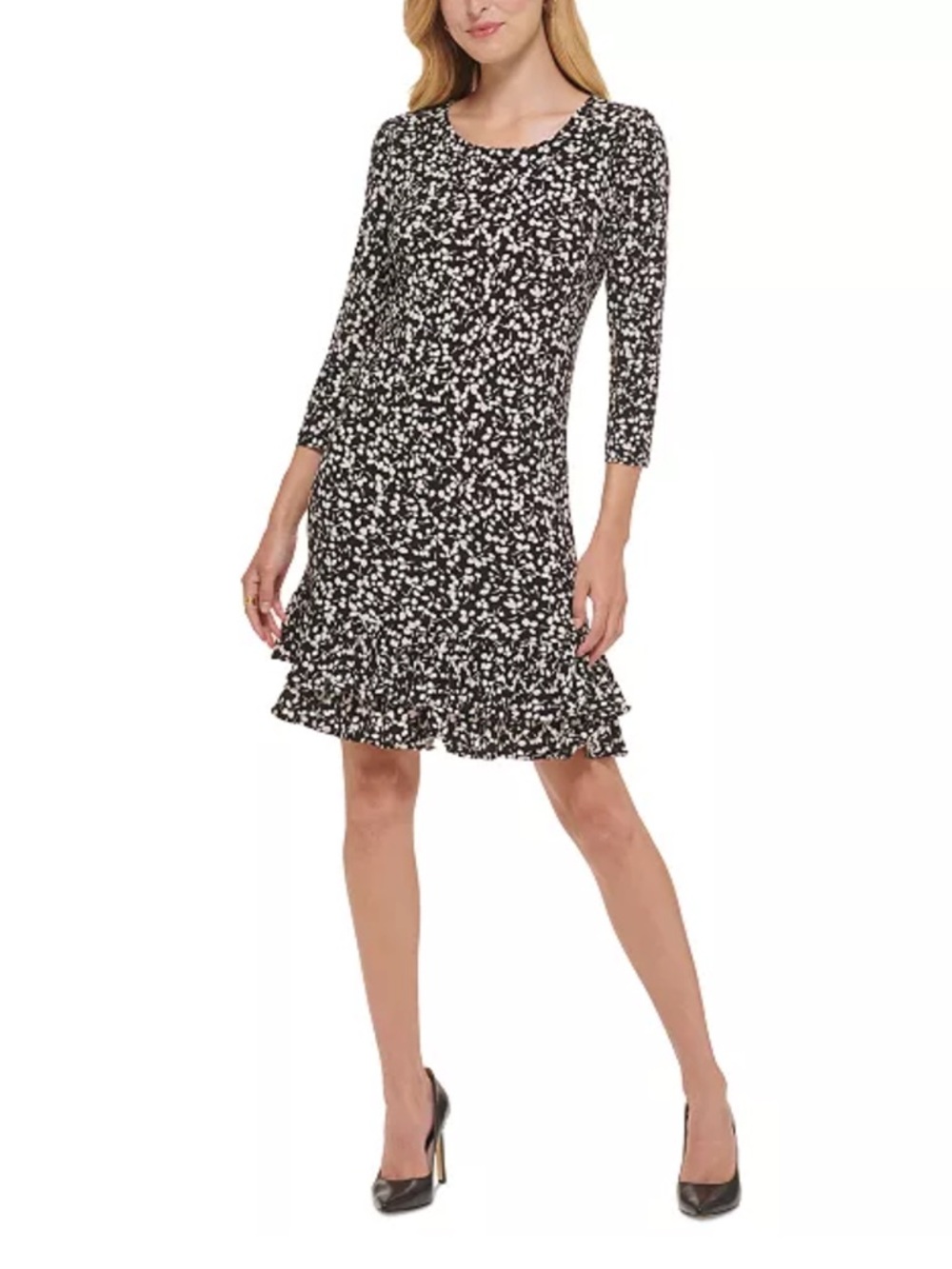 Tommy‎ Hilfiger Floral-Print Shift Dress with Ruffled Hem Size 14